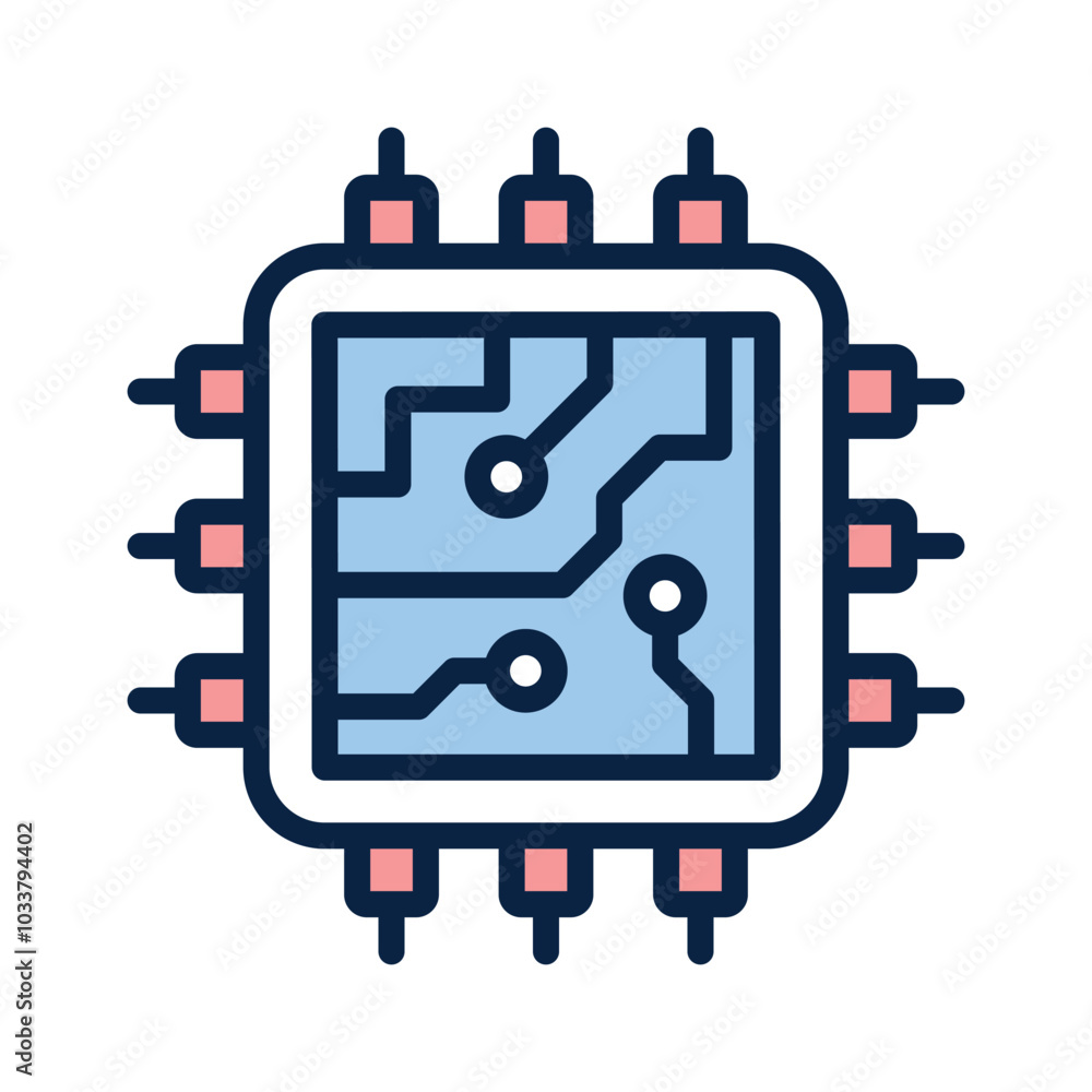 Poster Download this unique icon of ai processor, microprocessor vector