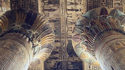 Khnum Temple Columns and Hieroglyphic Carvings – Esna, Luxor, Egypt | Ancient Egyptian Architecture