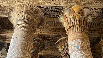 Khnum Temple Columns and Hieroglyphic Carvings – Esna, Luxor, Egypt | Ancient Egyptian Architecture