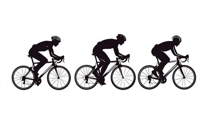 Obraz premium Sport. Athlete cyclists in silhouettes on white background. Isolated on white. 