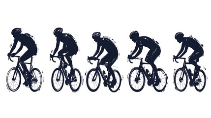Obraz premium Sport. Athlete cyclists in silhouettes on white background. Isolated on white. 