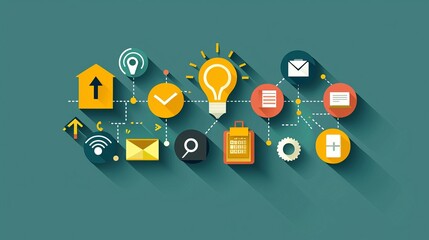 Creative Flat Design with Vibrant Icons and Elements