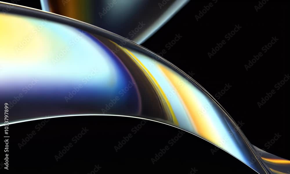 Poster 3d abstract background wave with glowing lines iridescent colors against a black background