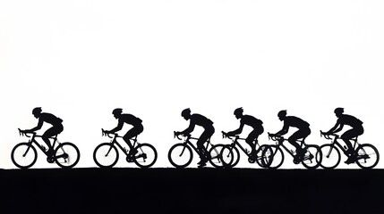 Obraz premium Sport. Athlete cyclists in silhouettes on white background. Isolated on white. 