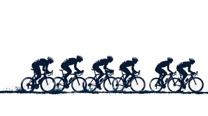 Obraz premium Sport. Athlete cyclists in silhouettes on white background. Isolated on white. 