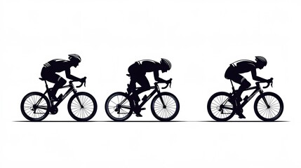 Naklejka premium Sport. Athlete cyclists in silhouettes on white background. Isolated on white. 