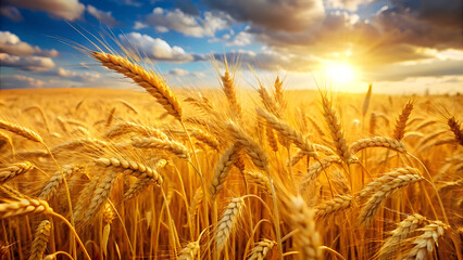 Field of Golden Wheat Blowing for Abundance and Prosperity in New Year. Perfect for: Harvest Festivals, New Year's, Thanksgiving