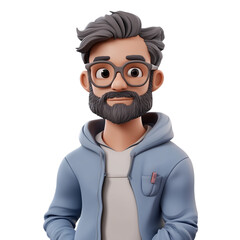 Obraz premium Casual Man Avatar PNG for Digital Marketing, Gaming Profiles, and Social Media Use - Ideal for Representing Modern Lifestyle Choices