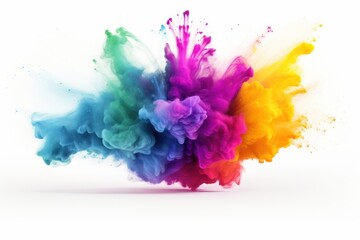 Naklejka premium Holi paint splash purple white background creativity.