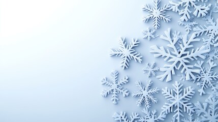 The serene white background features intricate snowflakes, creating a tranquil winter atmosphere, ideal for highlighting seasonal products or festive text