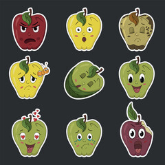 Apple emotion vector stickers.