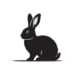 Rabbit Silhouette Shadow Illustration on White Background.