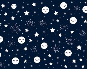 Cute Planet star seamless pattern template