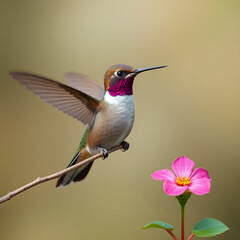 Fototapeta premium Empress brilliant sitting on branch, hummingbird from tropical forest,Colombia,bird perching,tiny beautiful bird resting on flower in garden,clear background,nature scene,wildlife, exotic adventure