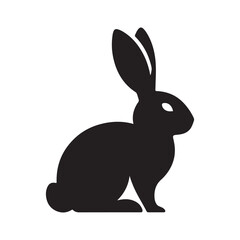 Silhouette of a Rabbit in Shadow. White Background Illustration.