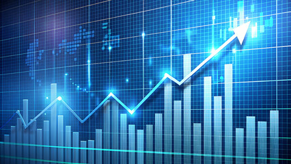 Stock Market Graph Trending Upwards with '2025' Peak for Success and Optimism. Perfect for: New Year's Eve, Financial Events, Corporate Celebrations