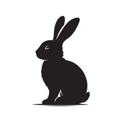 Silhouette of a Rabbit in Shadow. White Background Illustration.