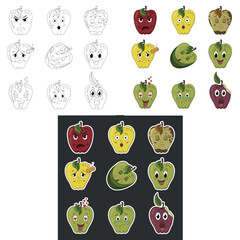 Apple emotion vector stickers.