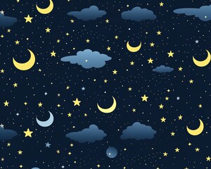 A pattern of stars and crescent moons