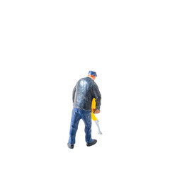 Miniature construction worker  isolate on white background with clipping path