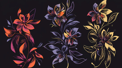 Set Flowers decorative vector image