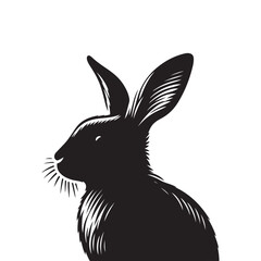 Illustration of Rabbit Silhouette Shadow on a White Background.