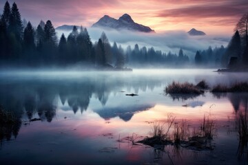 Fototapeta premium Lake nature landscape panoramic.