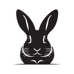 Illustration of Rabbit Silhouette Shadow on a White Background.