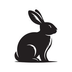 Silhouette Rabbit Shadow Art on White Background.