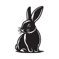 Simple Rabbit Silhouette Illustration on White Surface.