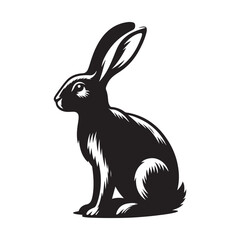 Simple Rabbit Silhouette Illustration on White Surface.