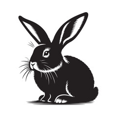 Simple Rabbit Silhouette Illustration on White Surface.