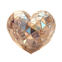 Low-poly Transparent Geometric Heart with Star-like Light Effects