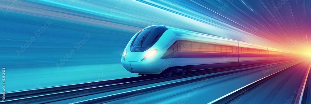 Leinwandbilder a sleek train icon glides effortlessly along smooth tracks, illuminated by glowing colors that creat
