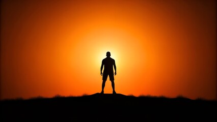 Motivational Silhouette person with Dark Orange Background