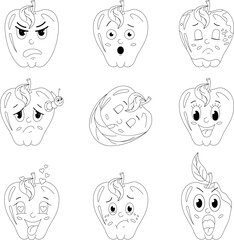 Emotion apple. Line drawing.