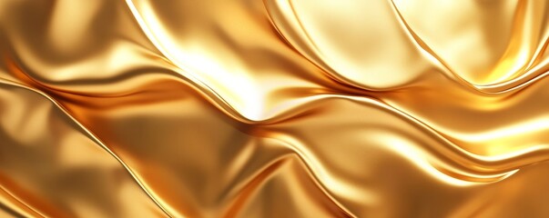Obraz premium Exquisite golden silk fabric draping and creating graceful folds, ideal for a refined and opulent setting