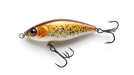 Fishing lure on white background, top view. Artificial bait. 