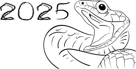 Happy Chinese new year 2025 Zodiac sign year of the Snake. Vector illustration