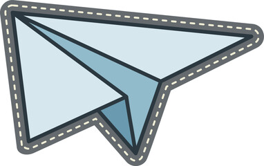 Obraz premium Paper plane patch. Origami airplane flying sticker