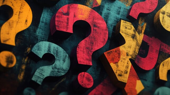 artistic typography featuring the question mark in various fonts and colors