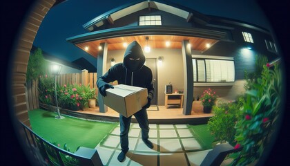 Burglar Caught On Camera Stealing Package.
