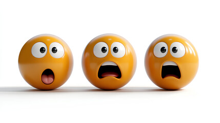 Hushed or surprised face three dimensional emoji isolated on white background