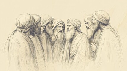 Dramatic Biblical Scene Depicting Jesus Teaching About Inner Purity and Righteousness to a Group of Disapproving Pharisees During His Ministry