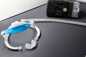 CPAP mask with nose mask or nose mask headgear cpap machine against obstructive sleep apnea helps...