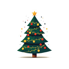 
Christmas tree in cartoon style Christmas tree with gift boxes Merry Christmas and Happy New Year