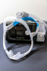 CPAP mask with nose mask or nose mask headgear cpap machine against obstructive sleep apnea helps patients as respirator mask headgear clip for breathing therapy snoring sleep disorder better sleeping