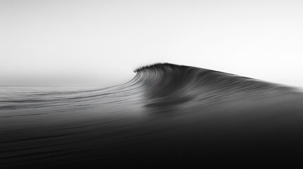A black and white photo of a wave crashing on a beach