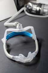 CPAP mask with nose mask or nose mask headgear cpap machine against obstructive sleep apnea helps patients as respirator mask headgear clip for breathing therapy snoring sleep disorder better sleeping