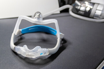 CPAP mask with nose mask or nose mask headgear cpap machine against obstructive sleep apnea helps patients as respirator mask headgear clip for breathing therapy snoring sleep disorder better sleeping